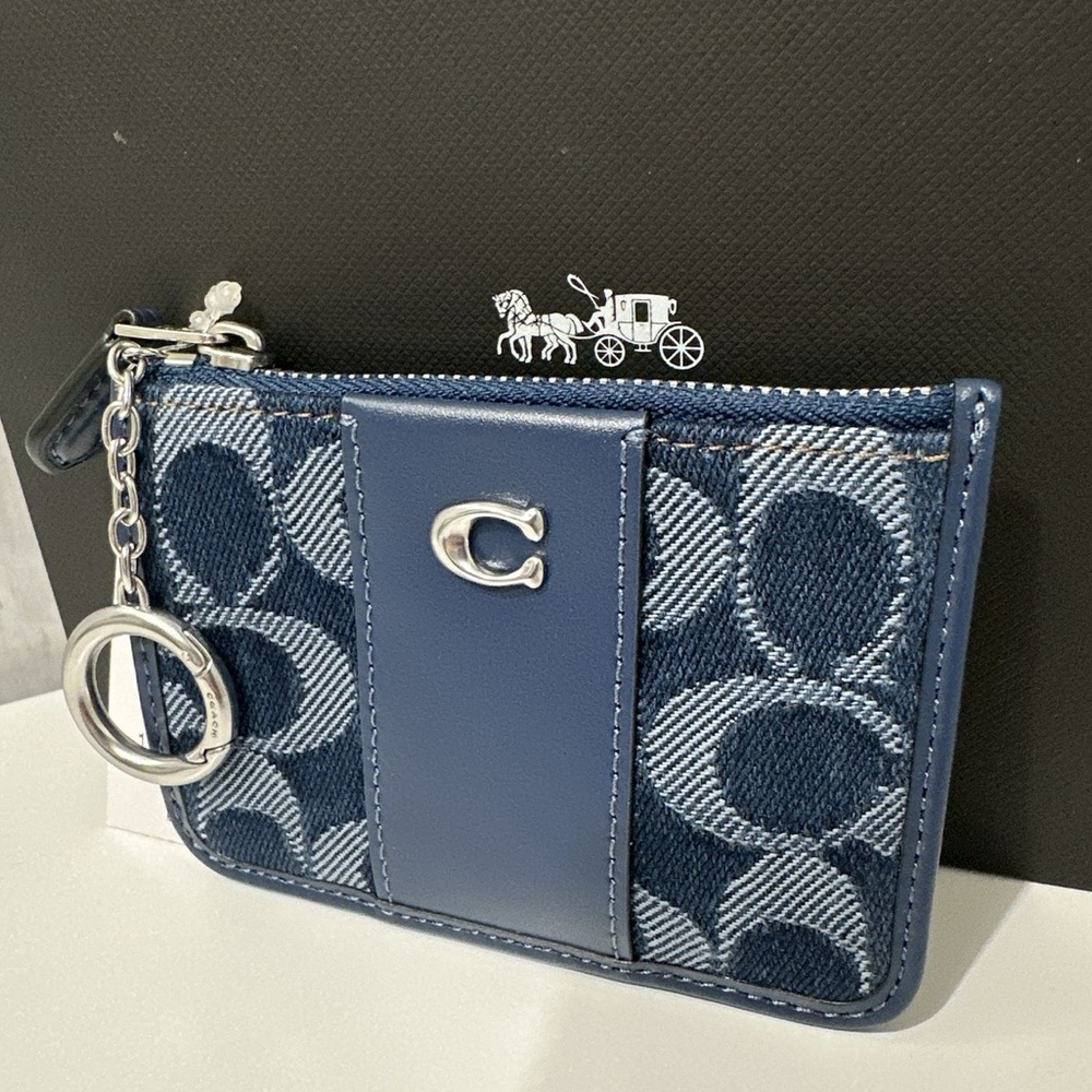 NEW! COACH Essential Mini Id Card Case In Signature Denim